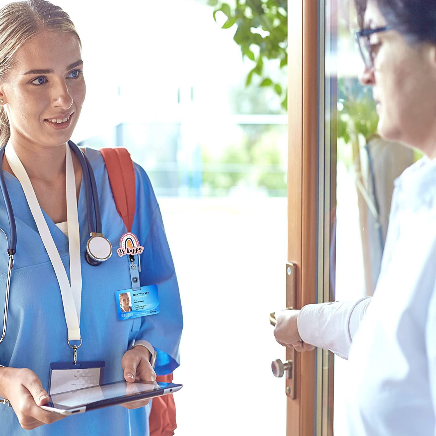 Wholesale Badge Reels Acrylic Rainbow Easy Pull Buckle Retractable Keychain
